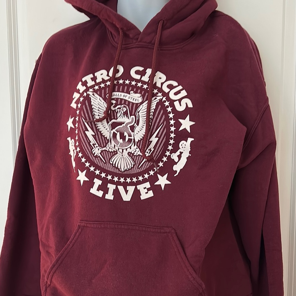 Nitro Circus Motocross Live Tour Merch Burgundy Maroon Hoodie Medium - Picture 2 of 8